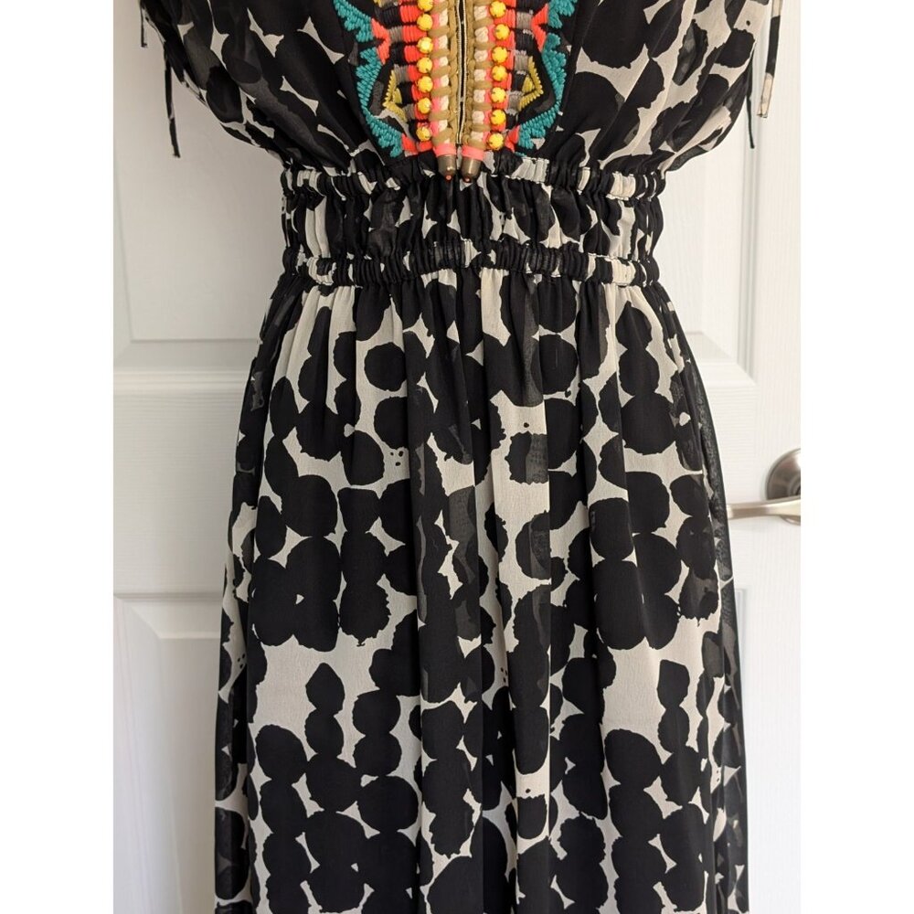 Anthropologie Vineet Bahl Embroidered Caftan Sheer Maxi Dress Matching Slip Sz S - Picture 4 of 15